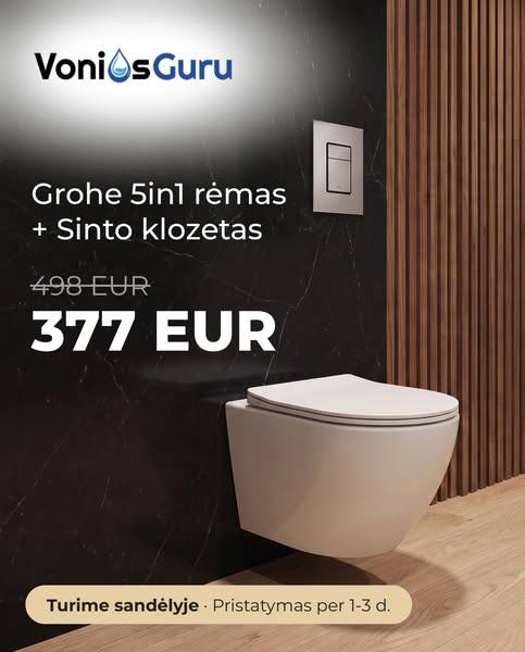 Grohe rėmas ir Sinto klozetas TIK 377 EUR